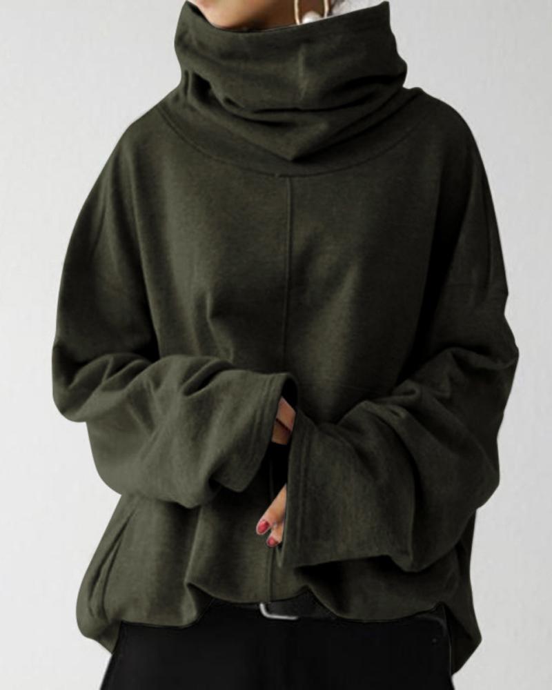 

Long Sleeve High Neck Sweatshirt, Green