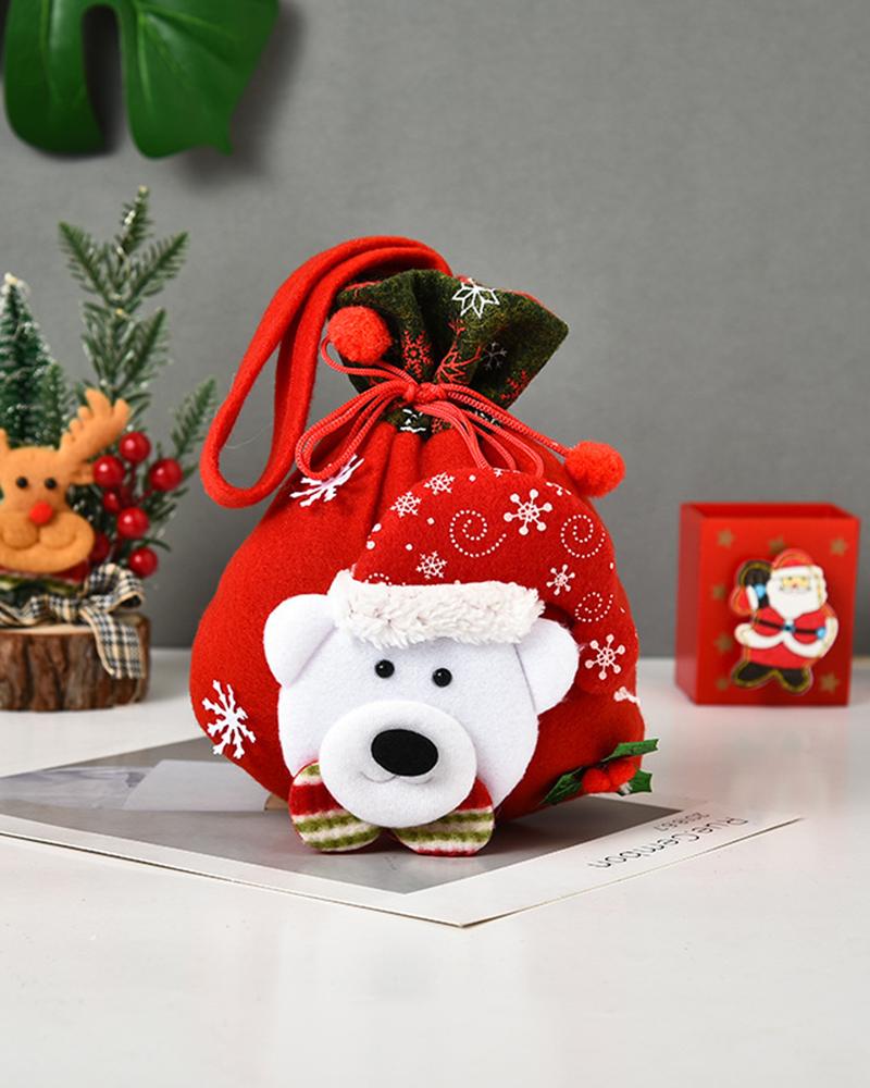 

Christmas Candy Treat Gift Drawstring Cartoon Snowflake Pattern Bag, Style4