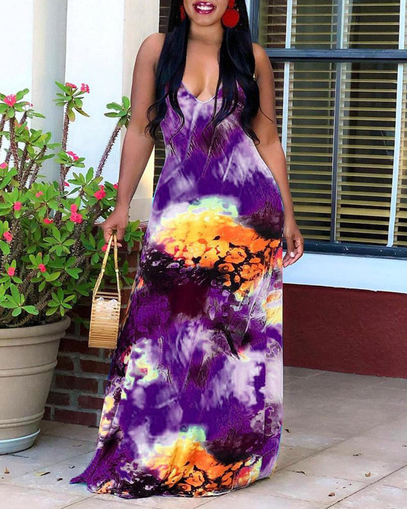 

Colorblock Spaghetti Strap Maxi Dress, Purple