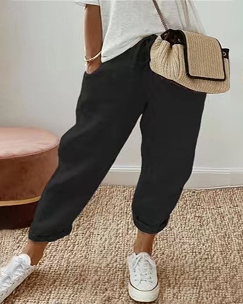 Pantalones con cordón de diseño de bolsillo