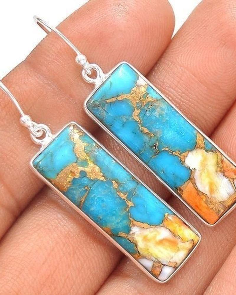 

1Pair Marble Geometric Hook Earrings, Multicolor