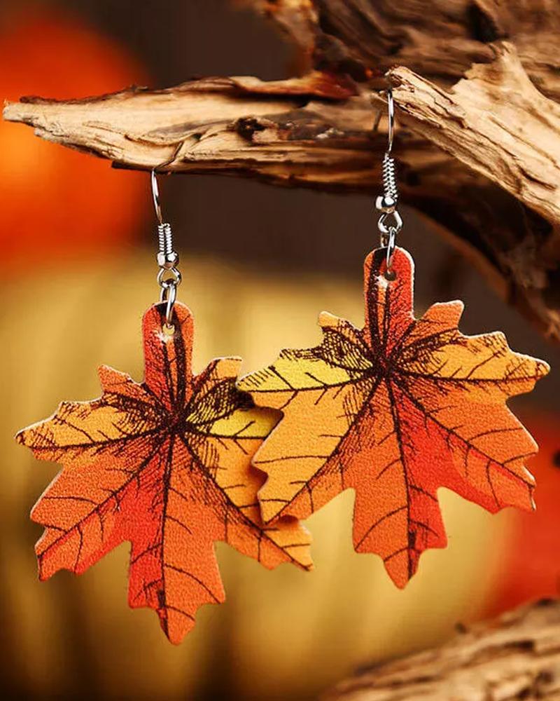 

1Pair Maple Leaf Drop Earrings, Orange