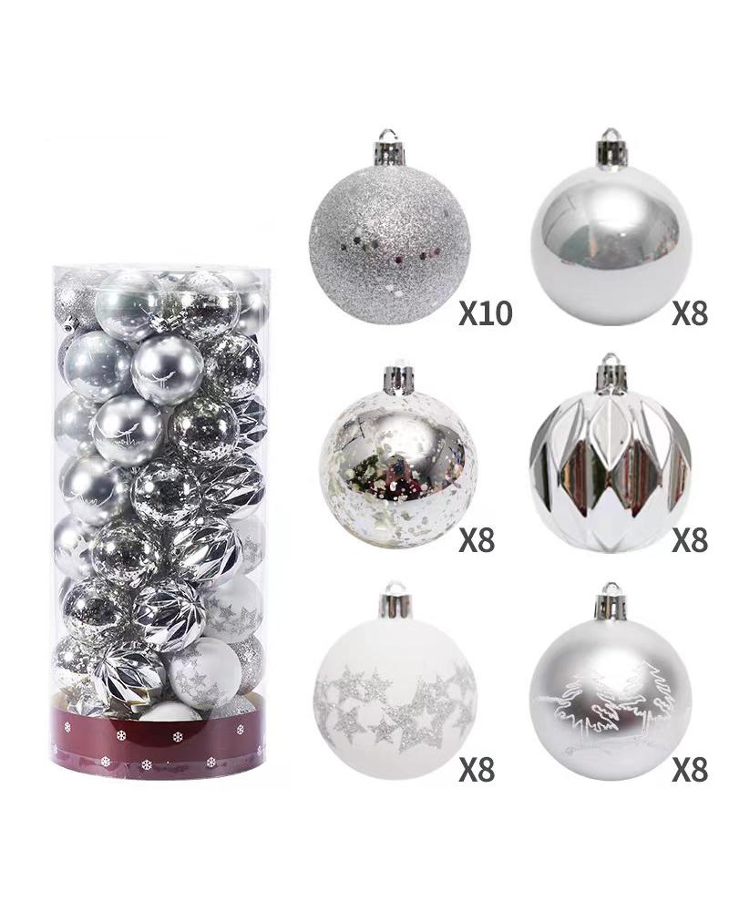 

50pcs Christmas Ball  Ornaments Set Decorations For Xmas Tree Balls, Silver