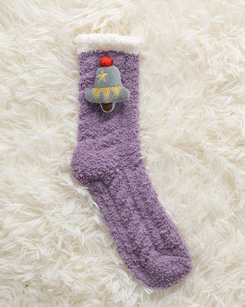 

1Pair Christmas Gift Fuzzy Thermal Socks, Purple
