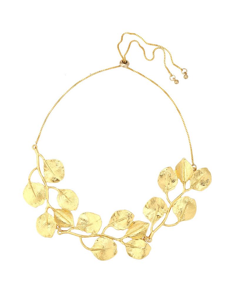 

1pc Leaf Shaped Chain Necklace, Gold