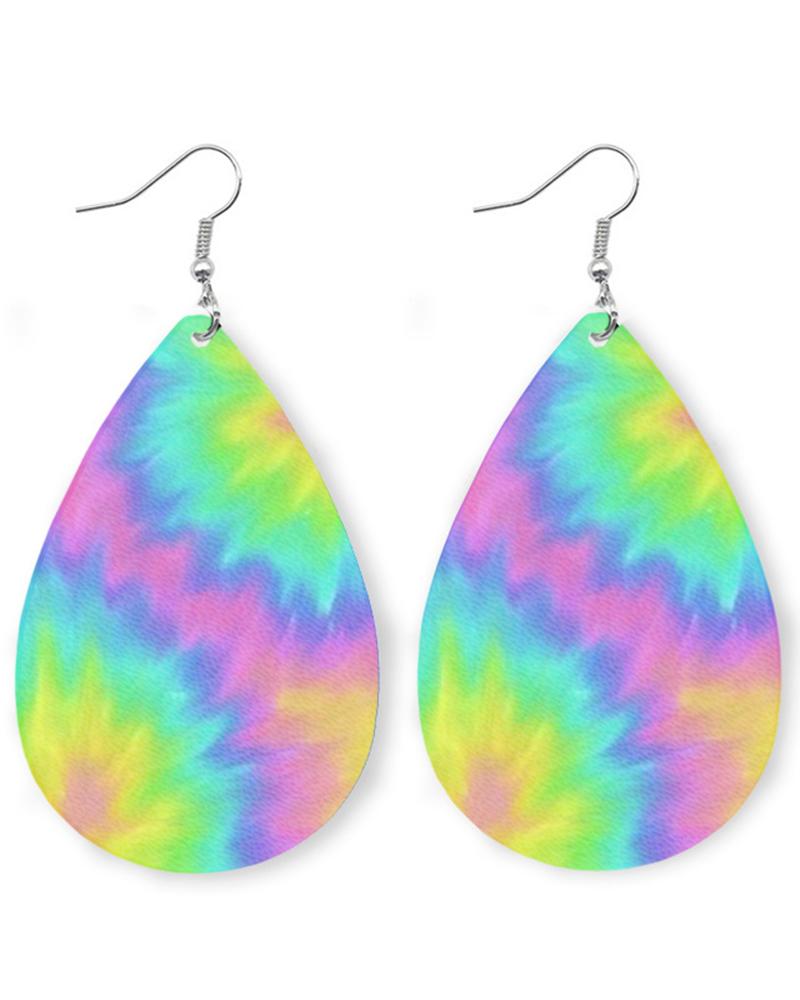 1 paire de boucles d'oreilles goutte d'eau tie-dye