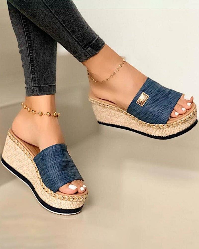 

Open Toe Casual Wedge Sandals, Blue