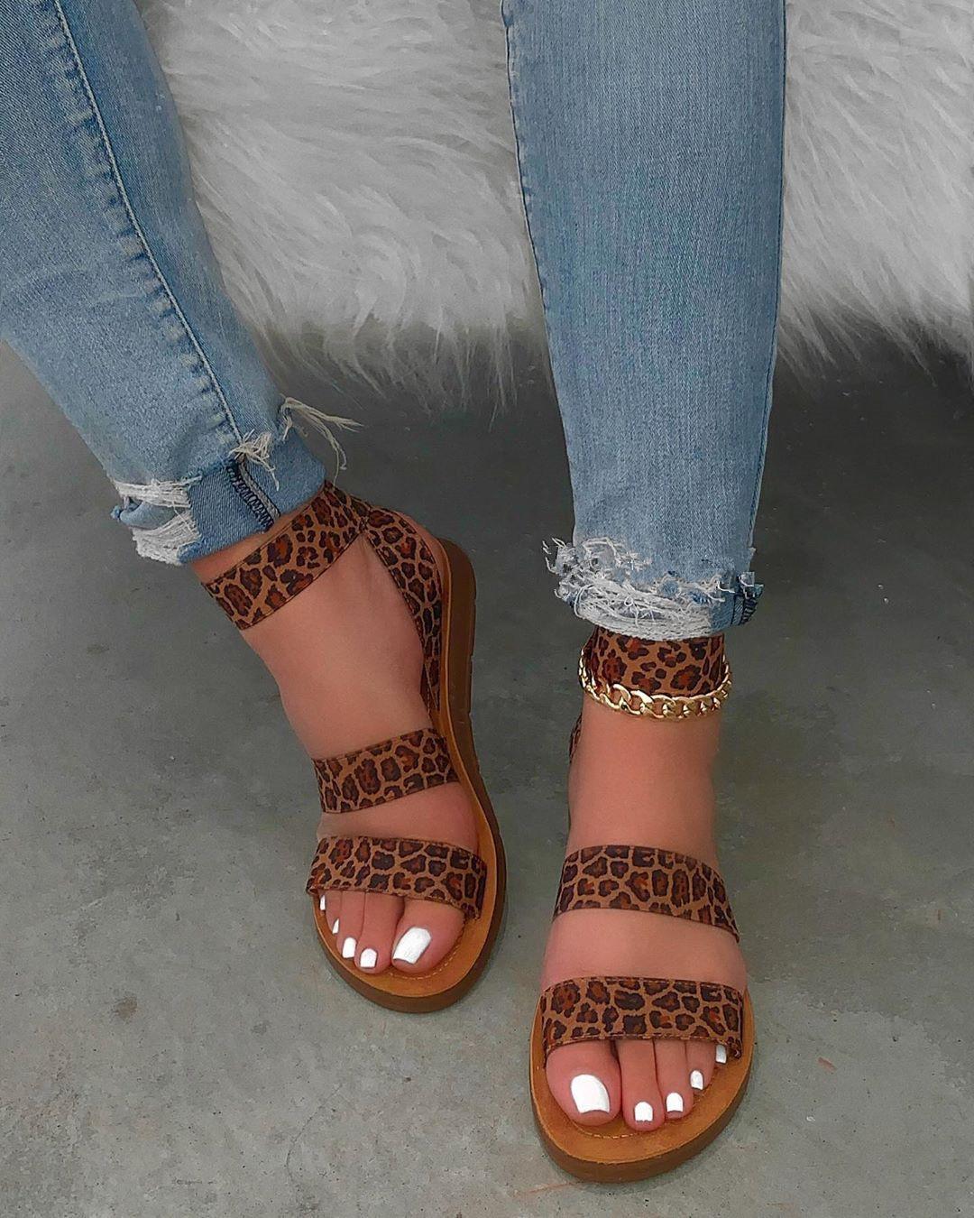 

Double Strap Slingback Sandals, Leopard
