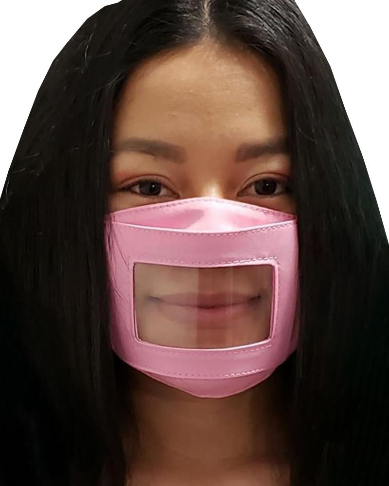 

Breathable Face Mask With Clear Window Visible Expression For The Deaf And Hard Of Hearing, Pink