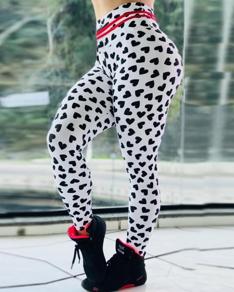 

Quick-dry Tummy Control Leggings Heart Print Butt Lifting Yoga Pants, Style2