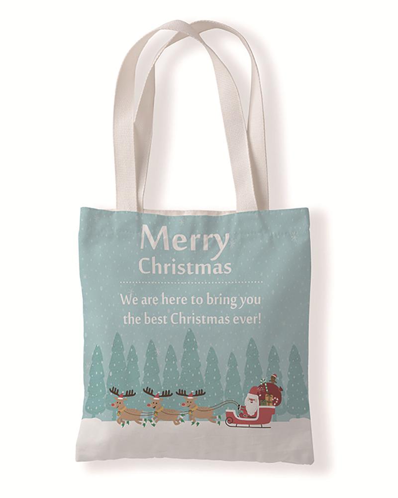 

Christmas Letter Print Shopper Bag, Style6