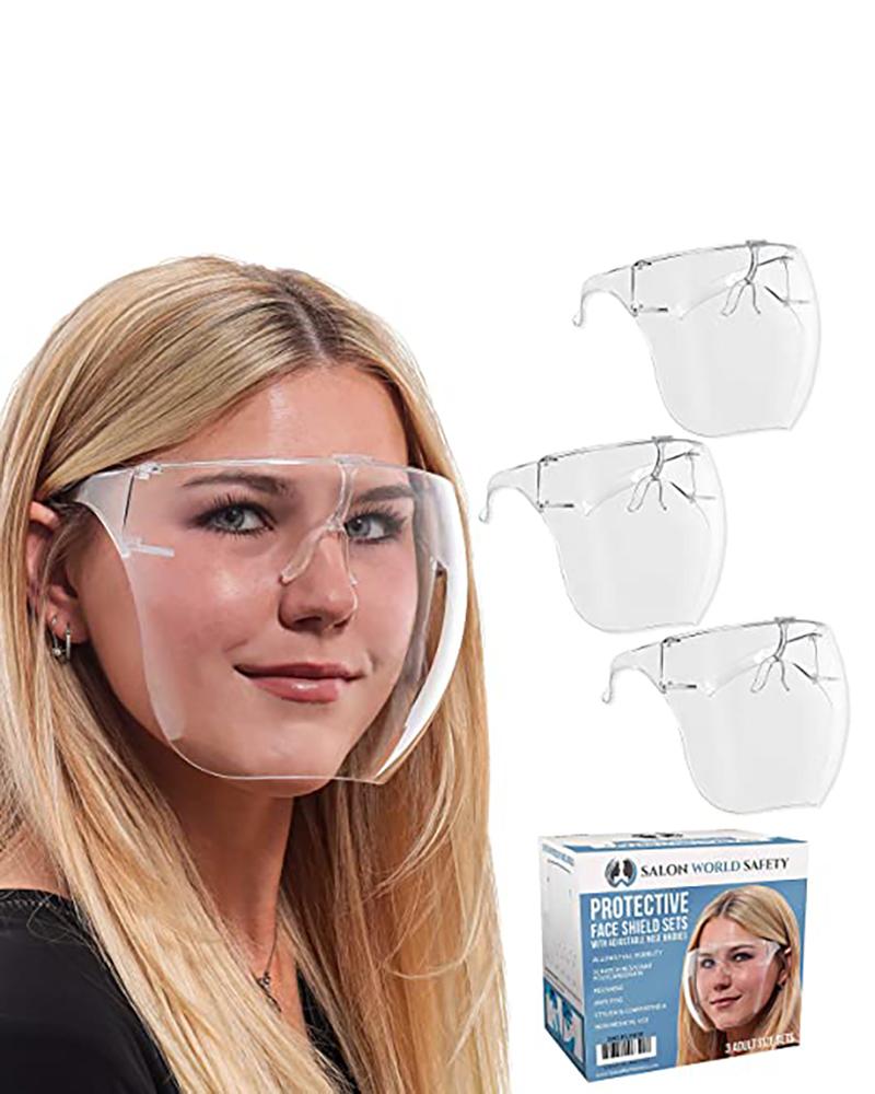 

Protective Face Shield Full Cover Visor Glasses With Frames Ultra Clear Reusable Plastic Goggles Anti-Fog Sanitary Droplet Guard, White