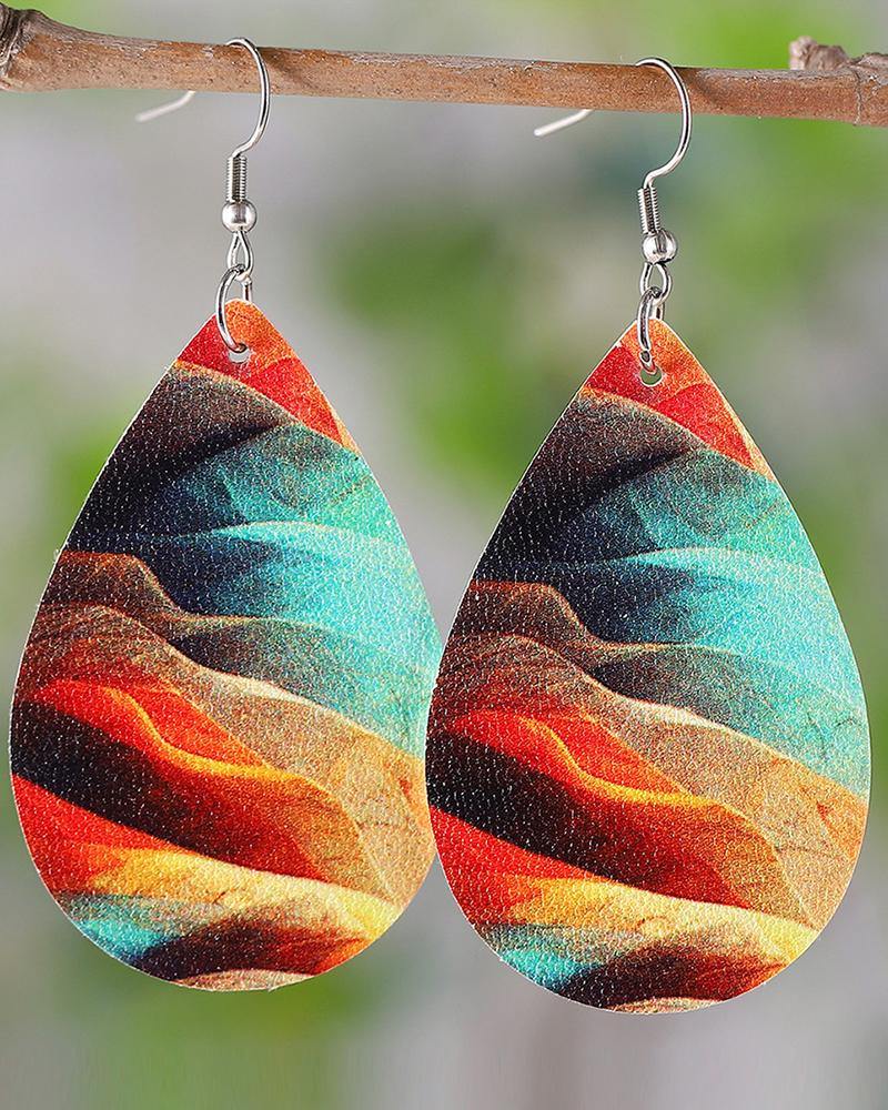 

1Pair Abstract Oil Painting Print Waterdrop Earrings, Style1