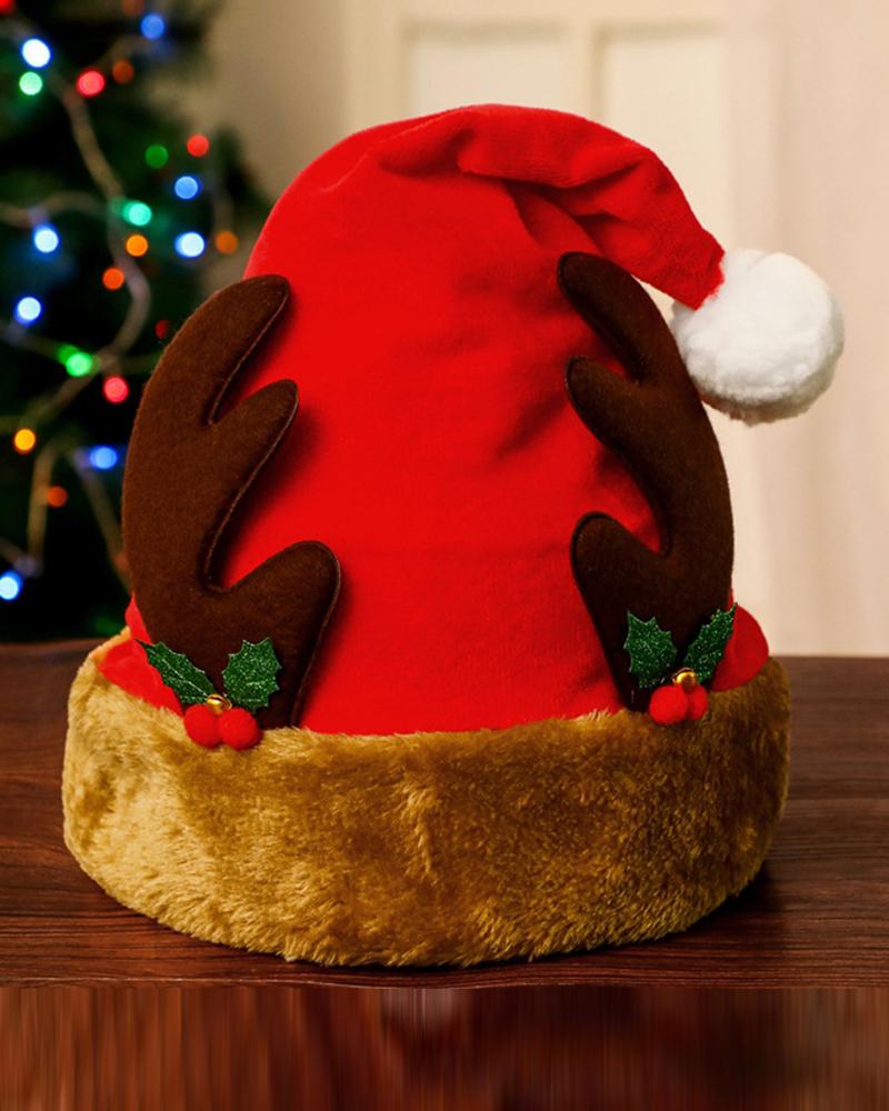

Santa Pattern Pom Pom Christmas Hat, Style3