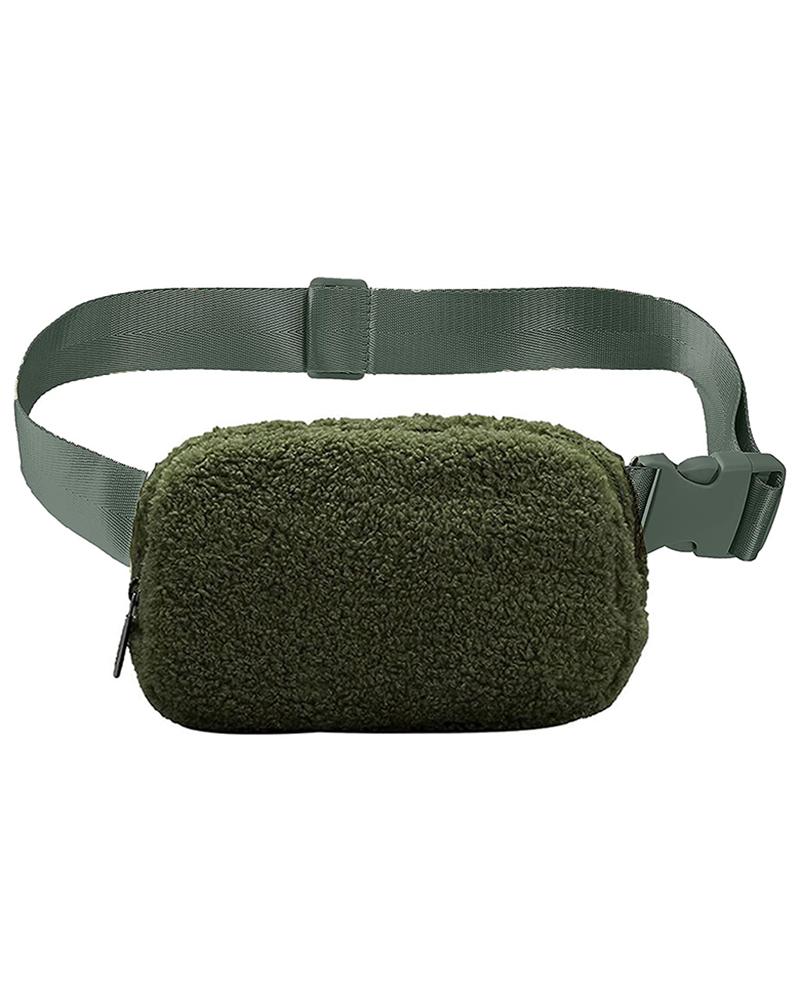 

Women's Sherpa Fanny Pack Personalized Monogram Crossbody Belt Bag, Green
