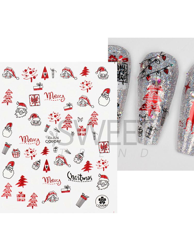 

1 Sheet 3D Christmas Gift Snowflake Santa Nail Art Stickers, Style8