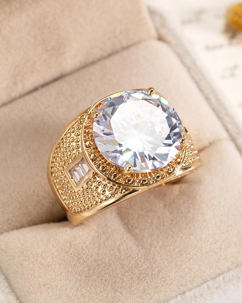 

1pcs Rhinestone Decor Geometric Pattern Ring, White