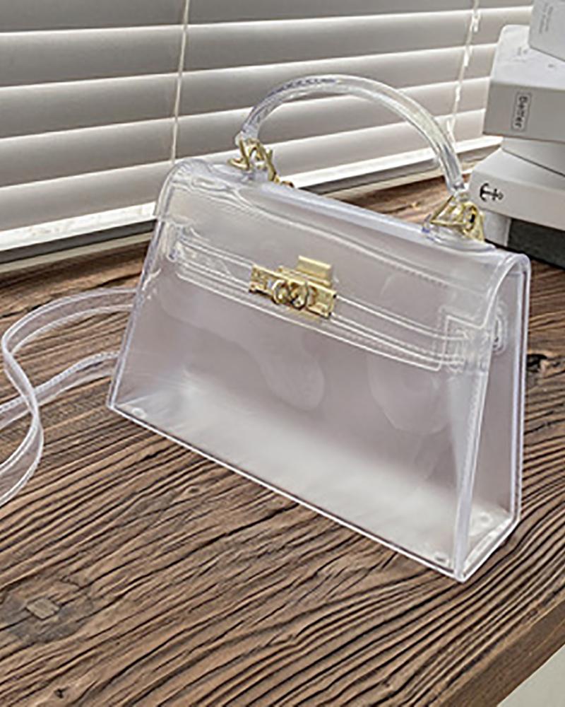 

Clear /PU Flap Satchel Bag, Style1