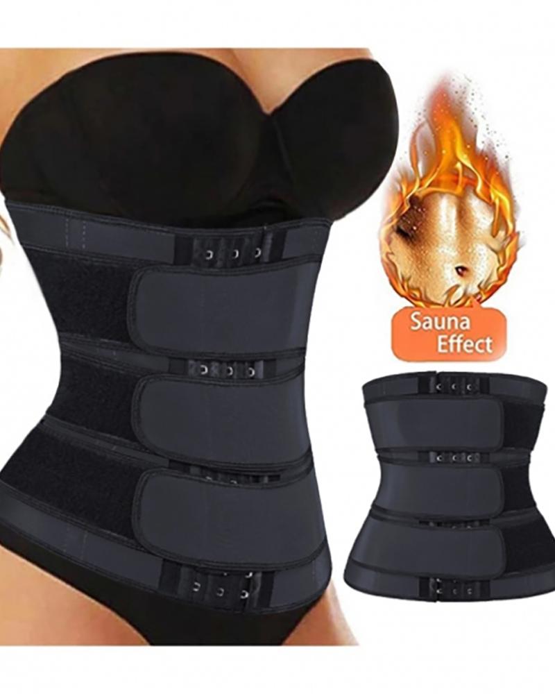

Three Belt Hook Latex Waist Trainer Workout Trimmer Belt Corset, Black