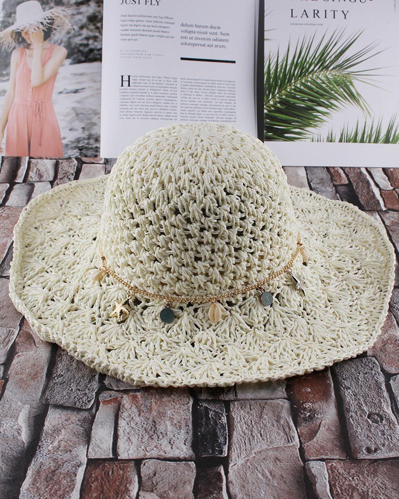 

Beach Sunhat Foldable Straw Hat, Beige