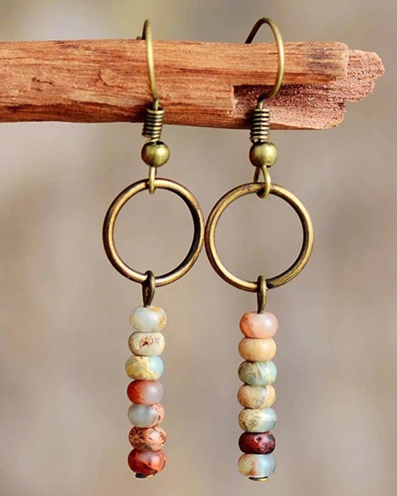 

1Pair Hollow Out Beaded Hook Drop Earrings, Style1