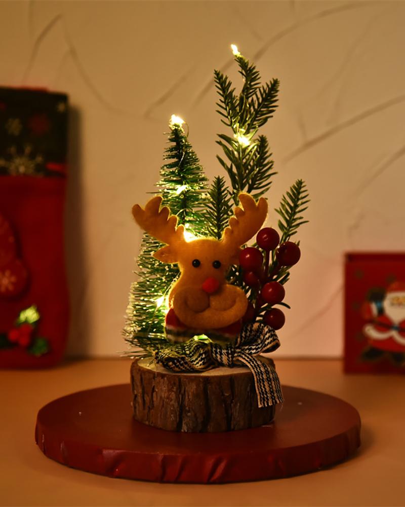 

Mini Christmas Trees LED Lights Ornament Wooden Table Top Decor, Style3