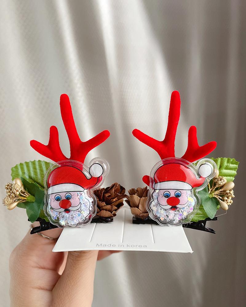 

2pcs Christmas Antler Decor Hair Clip, Style1