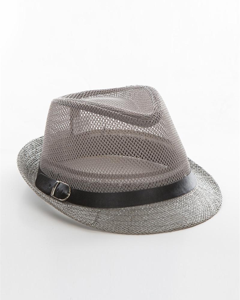 

Solid Mesh Contrast Breathable Sun Hats, Gray