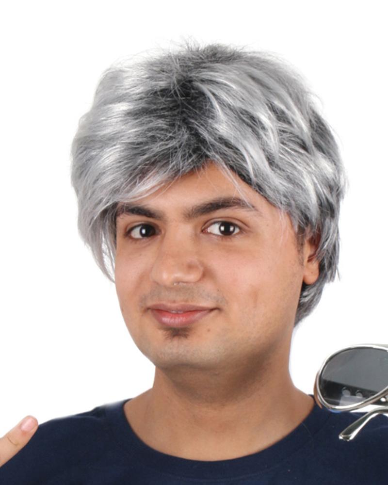 

Solid Human Hair Blend Wig Short Pixie Cut Dark Gray Mixed Color Fashionable Design Easy Dressing Comfortable Capless