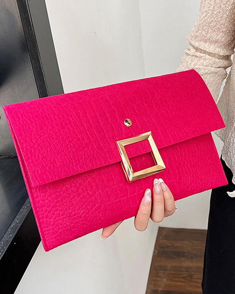 

Bolso clutch con solapa y imán cuadrado de cocodrilo, Hot pink