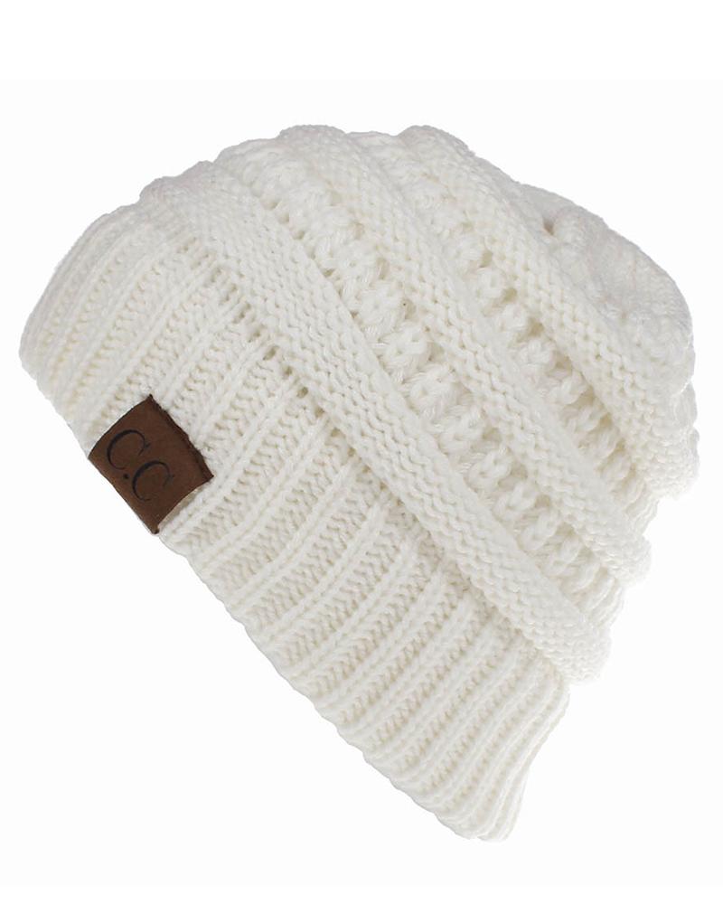 

Letter Pattern Warm Winter Multifunctional Beanie Hat, White