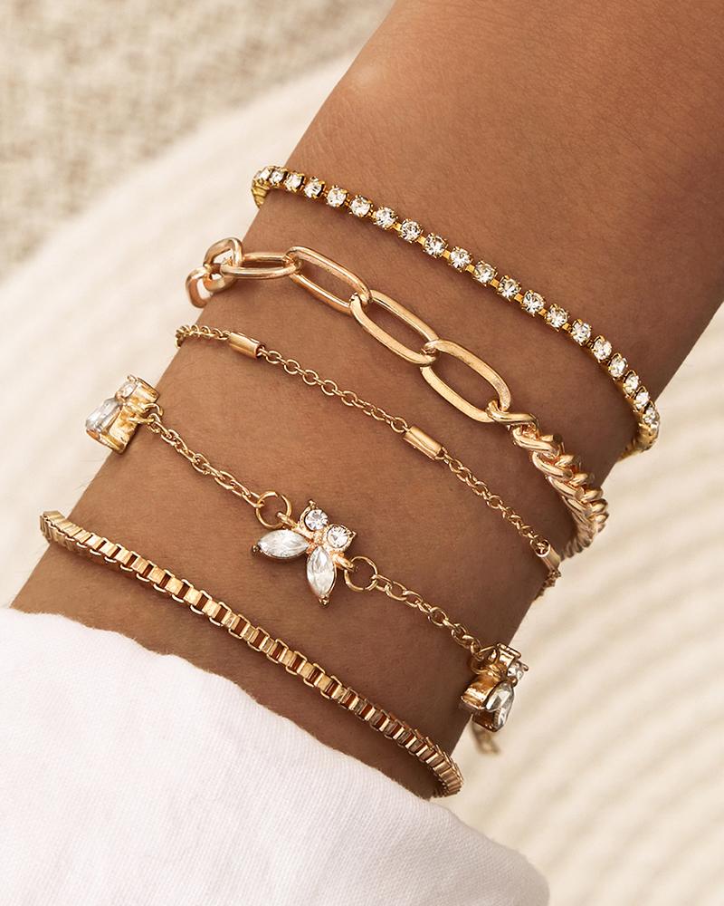 

Butterfly & Studded Bracelet Set, Gold