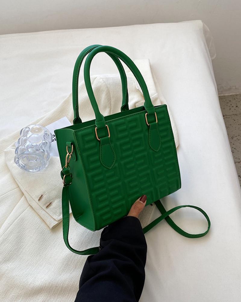 

Embossed Crossbody Bag With Handle, Green