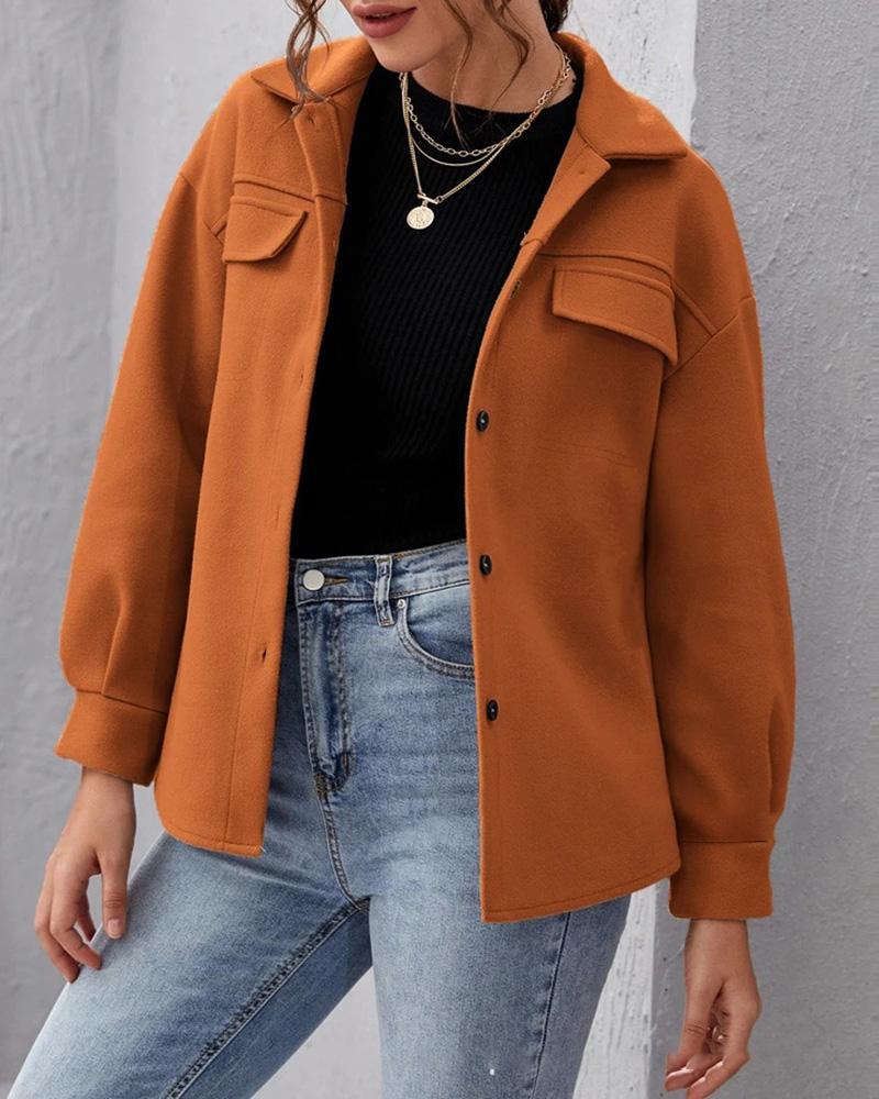 

Long Sleeve Button Design Coat, Orange