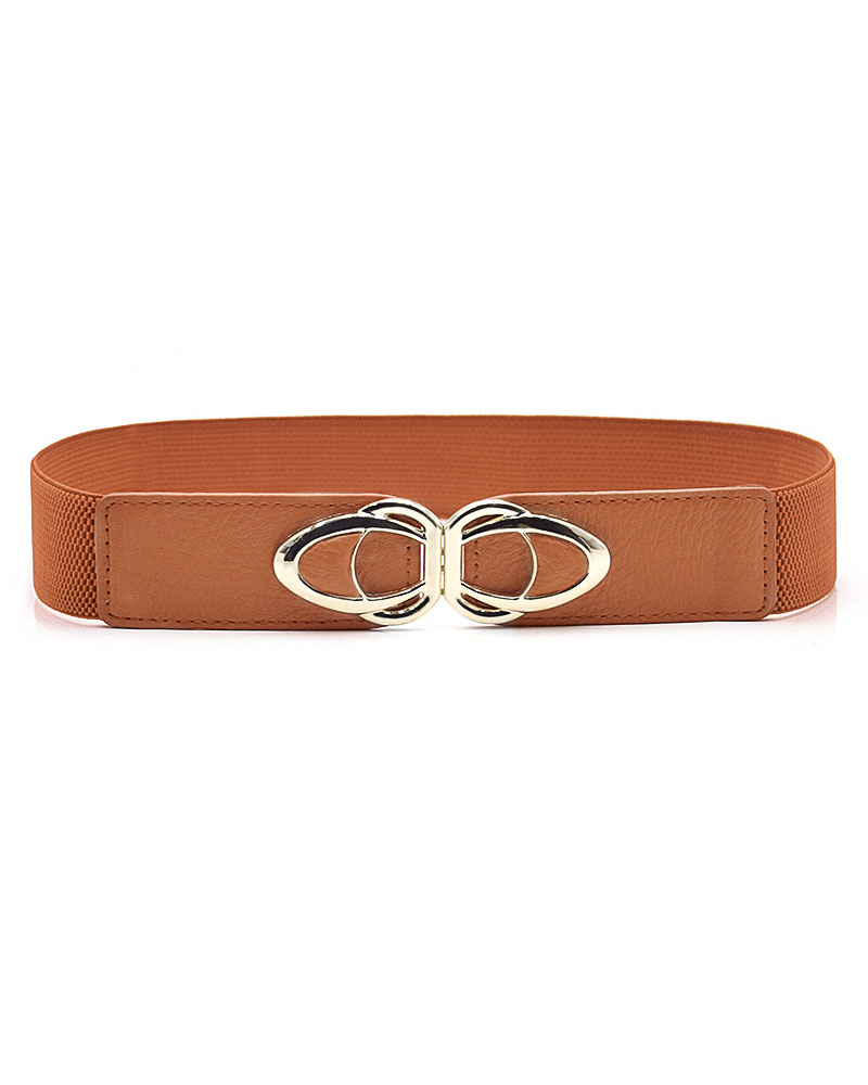 

1pc Minimalist Metal Buckle Elastic Belt, Brown