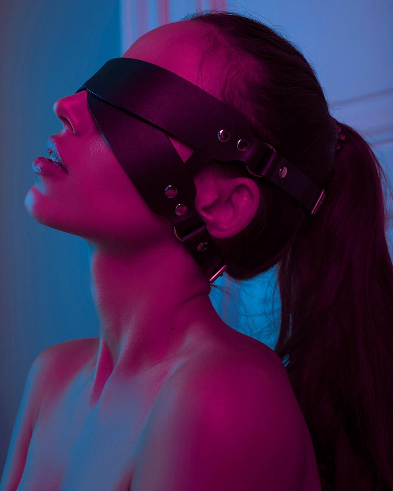 

Bandage O-Ring PU Leather Blindfold Eye Mask, Black