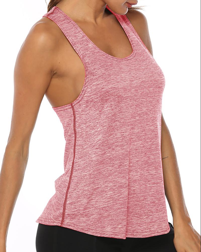 

U Neck T Back Sleeveless Sporty Yoga Top, Pink