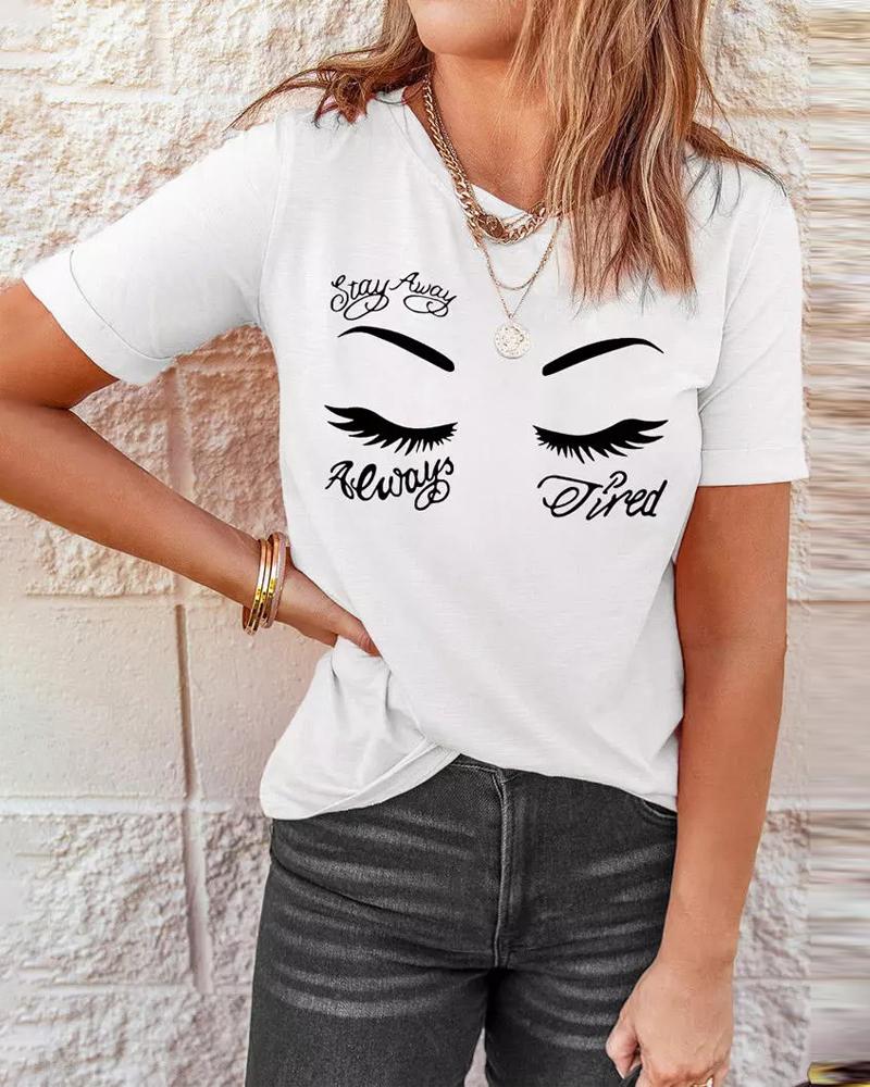

Figure Letter Print Casual T-shirt, White