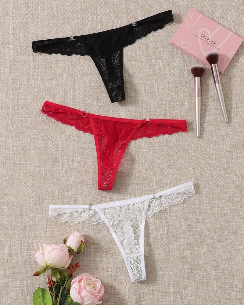 

Low Waist Sexy Lace Thong Panty, Red