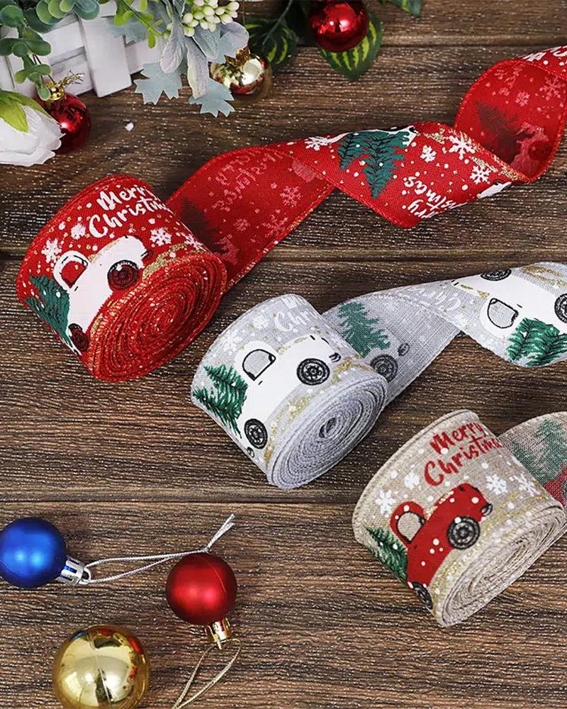 

1Roll 16FT Christmas Ribbon Vintage Christmas Tree Burlap Ribbon Gift Wrapping Supplies Christmas Party Craft Decoration, Style1