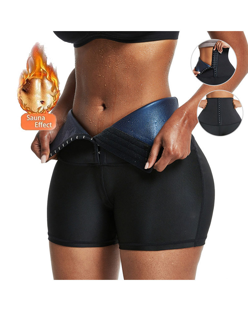 

Sweat Sauna Shapewear Tummy Control Waist Trainer Shorts Yoga Fitness Workout Body Shaper, Black