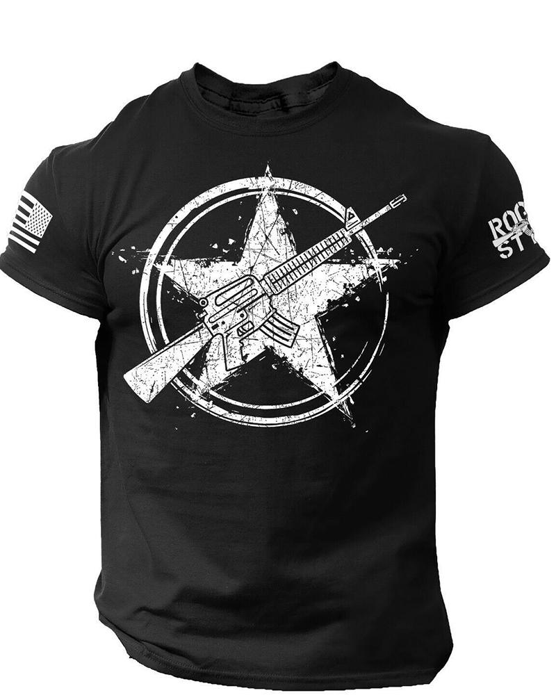

National Flag Graphic Print Short Sleeve T-shirt, Black