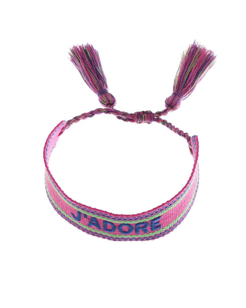 

Clan Tassel Decor Tribal Letter Pattern Bracelet, Purple