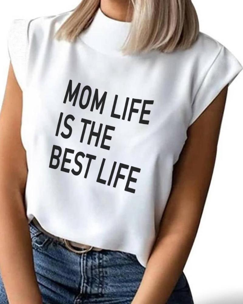 

Mother' Day Letter Print Short Sleeve T-Shirt, White