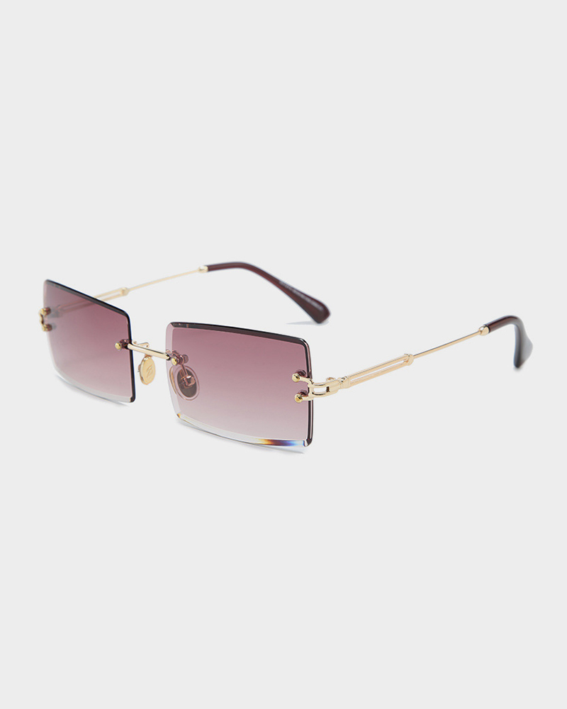 

1Pair Square Rimless Tinted Lens Sunglasses, Brown