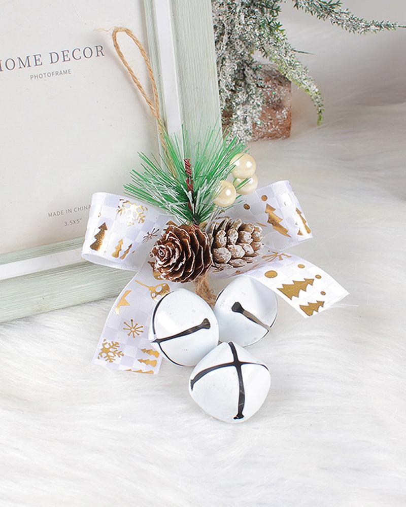 

1pc Christmas Bell Ornament Christmas Tree Hanging Bell Decoration Jingle Bell Pendant With Berry Pine Cones Indoor Outdoor Party Supplies, Style4