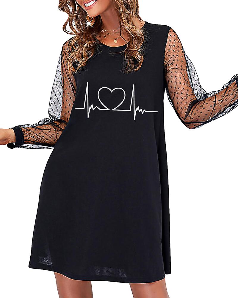 

Valentine' Day Dot Mesh Long Sleeve Casual Dress, Style3