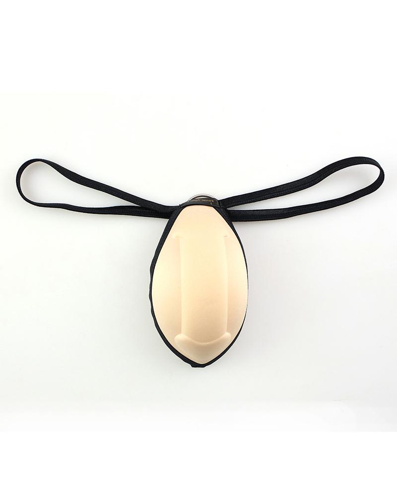 

Color Border Patchwork Skinny T-string Panties Underwear, Nude