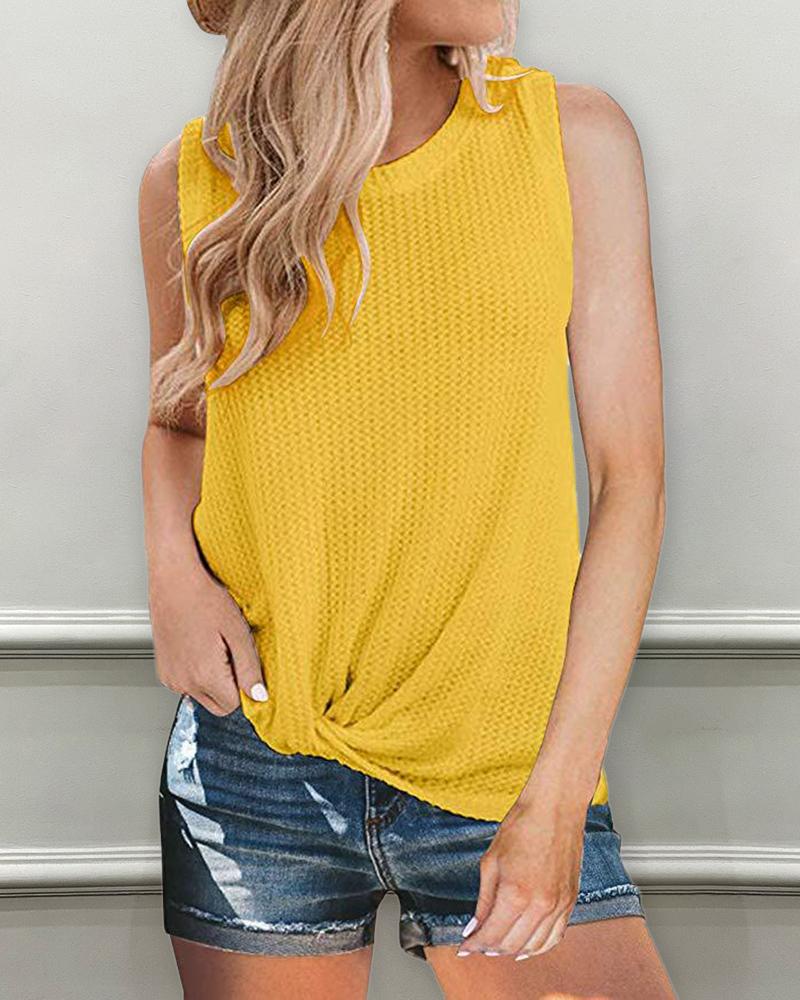 

Twisted Knit Sleeveless Casual Top, Yellow
