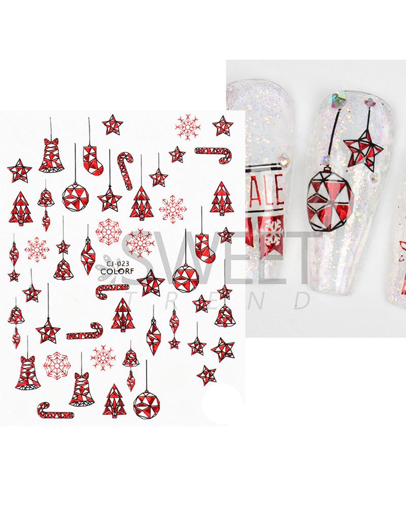 

1 Sheet 3D Christmas Gift Snowflake Santa Nail Art Stickers, Style5